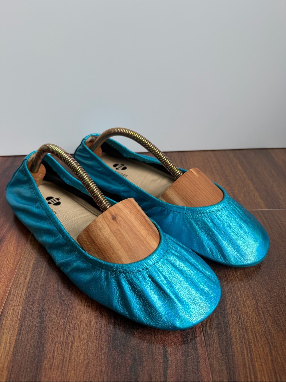The Storehouse Flats Leather Ballet Flat Iridescent Shiny Metallic Blue Size 9